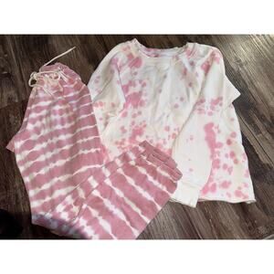 NSF x MONROW Pink Tie Dye Loungewear Set Small / XS Sweatshirt & Joggers